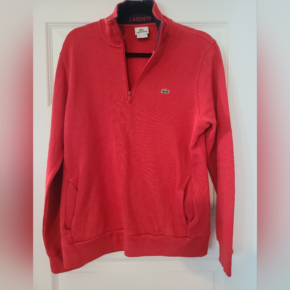Red Lacoste Half Zip Sweater
